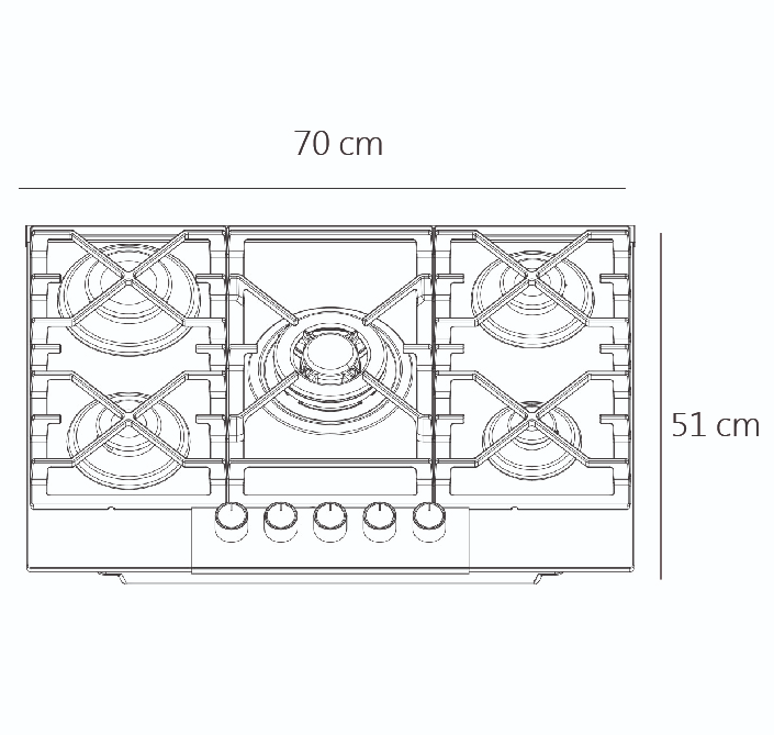 Parrilla 5 Quemadores de Gas Cristal Negro EB-486BL