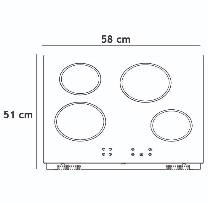 Parrilla Vitroceramica 4 Quemadores Electrica EB-VITRO60